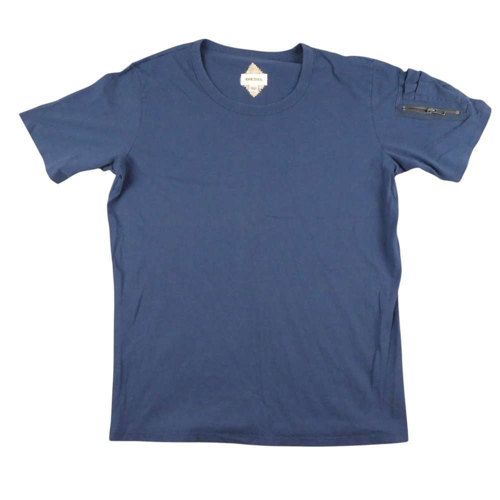 Diesel T-Shirt Mens L Navy Blue Pocket Utility Sleeve Zip‎ Pocket Tee Excellent